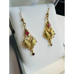 Vintage Gold Filled Edwardian earrings With Paste Stones, vintage